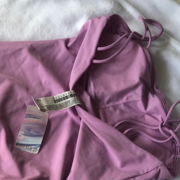 Mauve Purple Double Strap One Piece Swimsuit - Picture 5 of 6